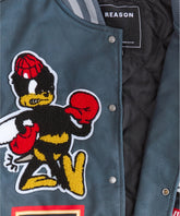 Fearless Chenille Patched Varsity Jacket - Grey